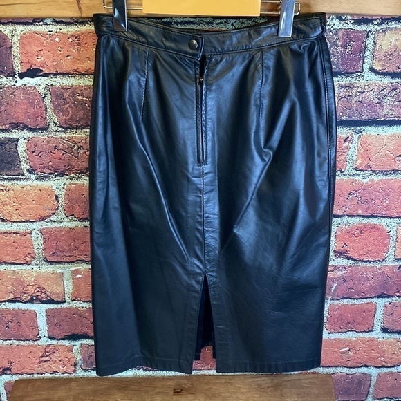 Daniel Marcus Vintage Black Leather Pencil Skirt Size S - Picture 7 of 11